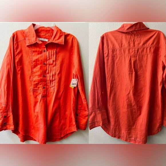 WE THE FREE~FREE PEOPLE BLACK TIE TUX SHIRT TIGER RED SIZE XS~NWT - Picture 2 of 9